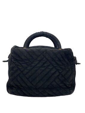 Prada Quilted Handbag Suede Black